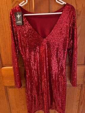 Vision for Innovation Red Sequin Party Dress